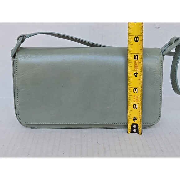 Fossil 1954 Leather Baguette Small Shoulder Bag Seafoam Green Magnetic Purse - Picture 13 of 15